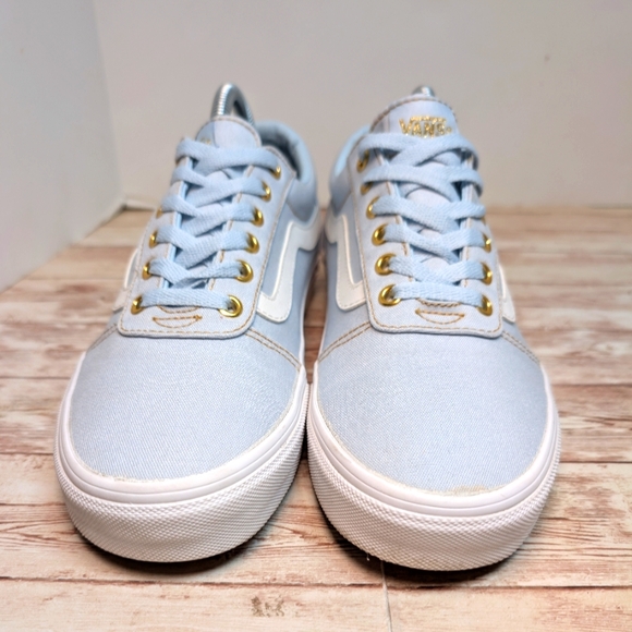 Vans Ward Lo Powder Blue EUC Low Top Women's Size 9.5 Gold Trainer Sneakers - Picture 5 of 14